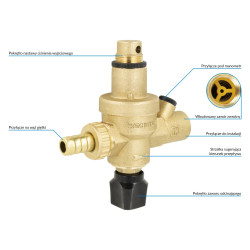 AFRISO Zawór do automatycznego napełniania instalacji FA 0,5÷3,0 bar GW G1/2" przyłącze do manometru 42405